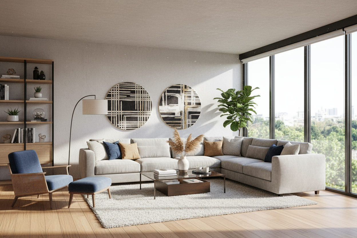 generate a picture of view inside the living room with a couch